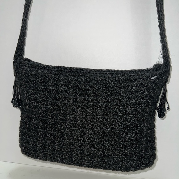 Chic Black Crochet Shoulder Bag - Picture 2 of 12
